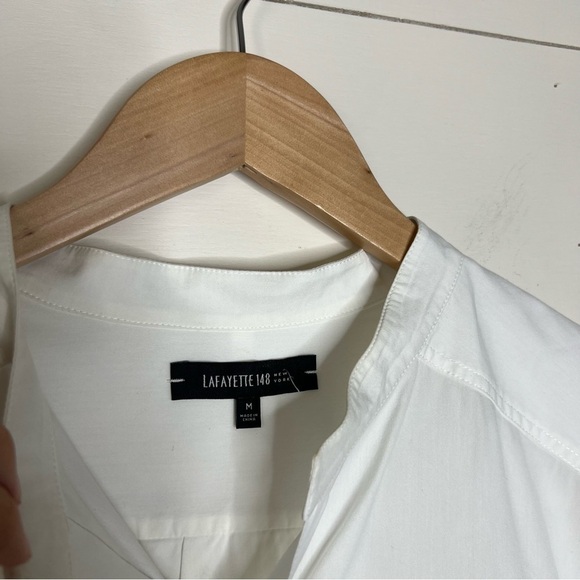 Lafayette 148 White Poplin Button Up Shirt - Picture 3 of 6